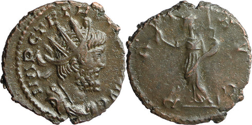 Ancient Roman coin of the Emperor Tetricus I found in England