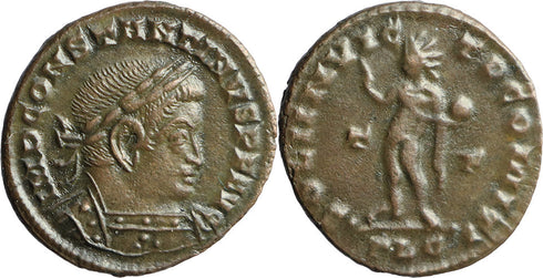 Ancient Roman coin of Constantine I The Great minted in Lugdunum (Lyons, France)