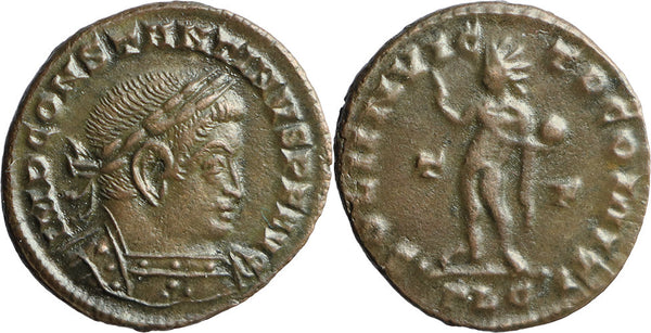 Ancient Roman coin of Constantine I The Great minted in Lugdunum (Lyons, France)