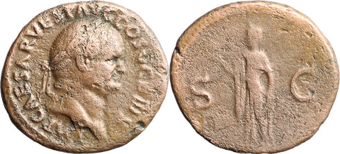 Large Ancient Roman coin of the Emperor Vespasian minted in Rome