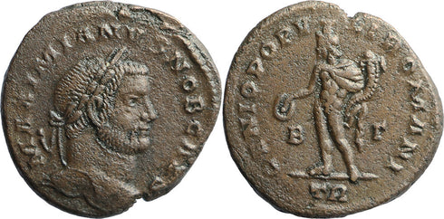 Ancient Roman coin of the Emperor Galerius as Caesar minted in Trier