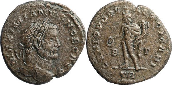 Ancient Roman coin of the Emperor Galerius as Caesar minted in Trier