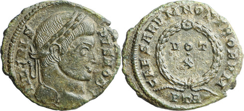 Ancient Roman coin of the Emperor Crispus as Caesar minted in Treveri