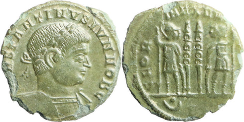 Ancient Roman coin of Constantine II as Caesar found in England - GLORIA EXERCITVS