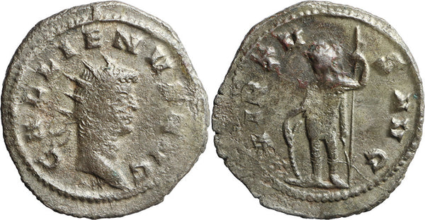 Ancient Roman silver coin of the Emperor Gallienus as Augustus - VIRTVS AVG
