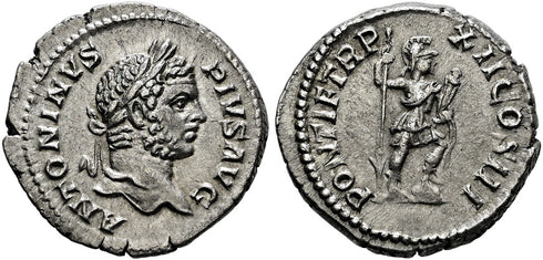 EF/aEF Ancient Roman silver denarius of Caracalla as Augustus minted in Rome