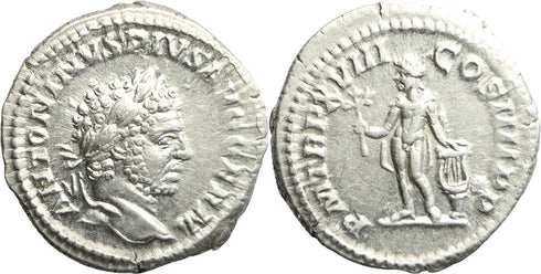 EF Ancient Roman silver denarius of Caracalla as Augustus minted in Rome in 215 AD