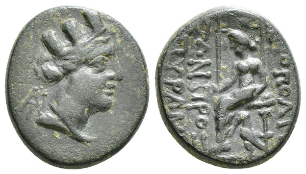 Ancient Greek coin minted in Hierapolis-Kastabala, Cilicia in the 2nd to 1st century BC