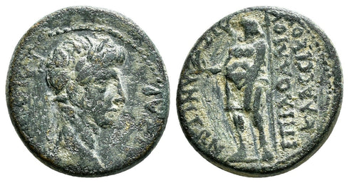 Ancient Roman coin of the Emperor Caligula 37-41 AD minted in Aezanis, Phrygia