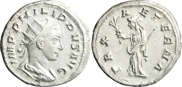 aEF/EF Ancient Roman silver coin of Philip II as Caesar minted in Rome