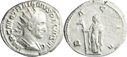 Ancient Silver Roman coin of the Emperor Trajan Decius minted in Rome
