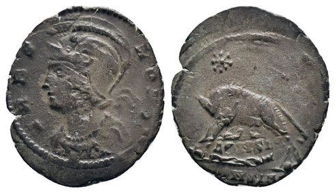 Double Struck Ancient Roman coin - Commemorative Coin minted in Constantinopolis - Wolf and Twins