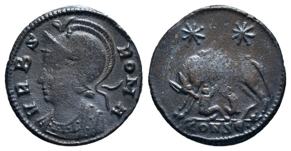 Ancient Roman coin - Commemorative Coin minted in Constantinopolis - Wolf and Twins