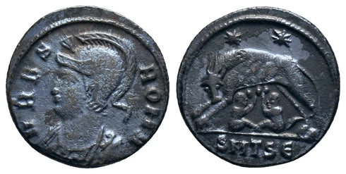 Ancient Roman coin - Commemorative Coin minted in Thessalonica - Wolf and Twins