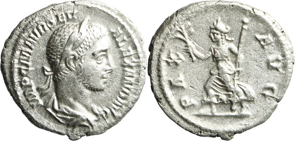 Ancient Roman silver denarius of the Emperor Severus Alexander minted in Rome