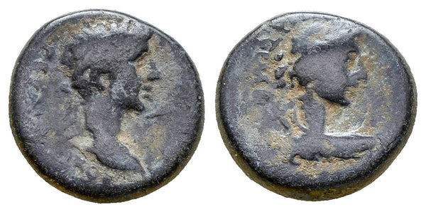 Ancient Roman coin of the Emperor Caligula 37-41 AD minted in Aezanis, Phrygia