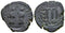 Ancient Byzantine coin of the Emperor Phocas and Leontia AE follis minted in Constantinople
