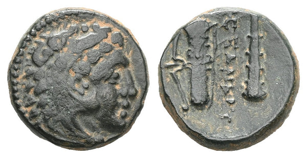 Ancient Macedonian bronze coin of Alexander III The Great 336-323 BC