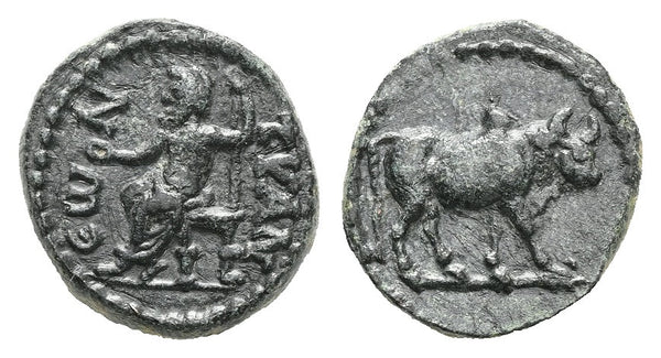 VF+ Ancient Greek coin with Zeus and Bull minted in Tyana, Cappadocia during the reign of Emperor Trajan