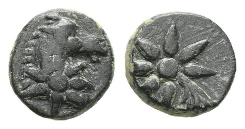 Ancient Greek coin with Horse, Star and Comet circa 130-100 BC
