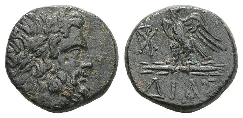 Ancient Greek coin minted in Dia, Bithynia- Zeus and Eagle circa 85-65 BC