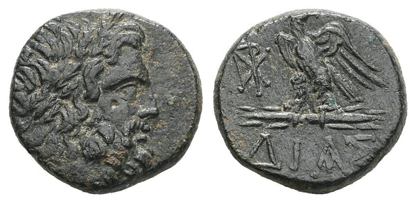 Ancient Greek coin minted in Dia, Bithynia- Zeus and Eagle circa 85-65 BC