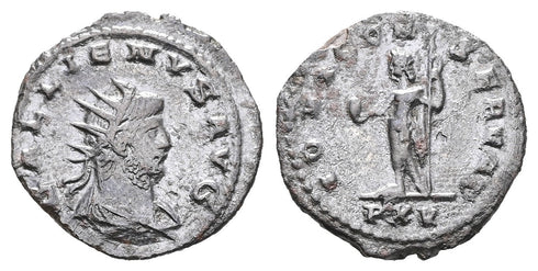 Ancient Roman silvered coin of the Emperor Gallienus as Augustus - IOVI CONSERVAT