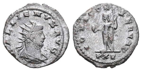 Ancient Roman silvered coin of the Emperor Gallienus as Augustus - IOVI CONSERVAT