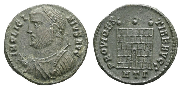 Ancient Roman coin of the Emperor Licinius I minted in Heraclea - Campgate with 6 levels