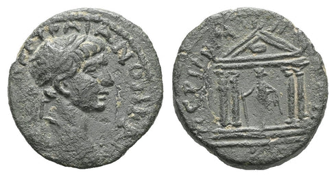 Ancient Roman Provincial Coin of the Emperor Trajan minted in Pergamon, Mysia - statue of Asklepios