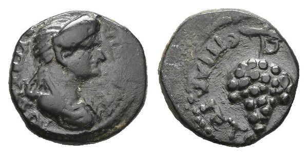 Ancient Roman Provincial coin of Domitia (wife of Domitian) minted in Philadelphia, Lydia