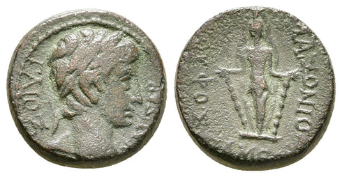 Ancient Roman Provincial coin of Augustus with Artemis Ephesia minted in Apameia, Phrygia