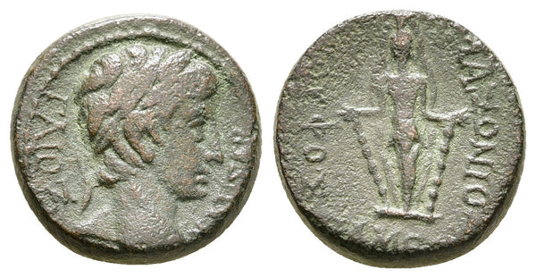 Ancient Roman Provincial coin of Augustus with Artemis Ephesia minted in Apameia, Phrygia