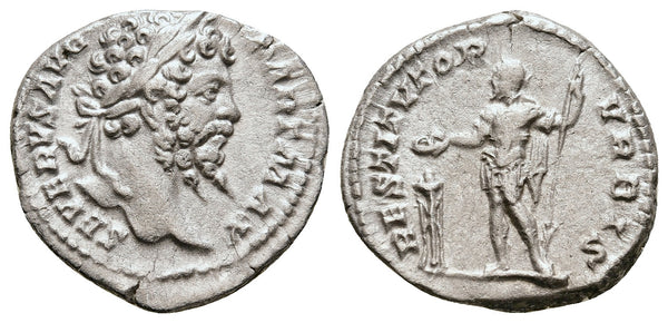 Ancient Roman silver denarius of the Emperor Septimius Severus minted in Rome