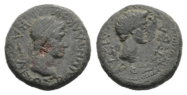 Ancient Roman coin of Augustus 27 BC to 14 AD with the Thracian King Rhoemetalkes