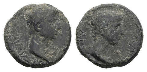 Ancient Roman coin of Augustus 27 BC to 14 AD with the Thracian King Rhoemetalkes