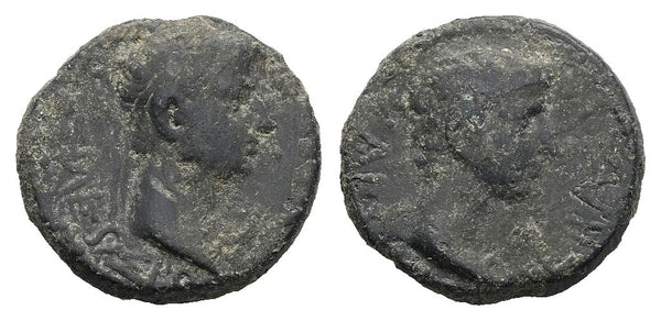 Ancient Roman coin of Augustus 27 BC to 14 AD with the Thracian King Rhoemetalkes