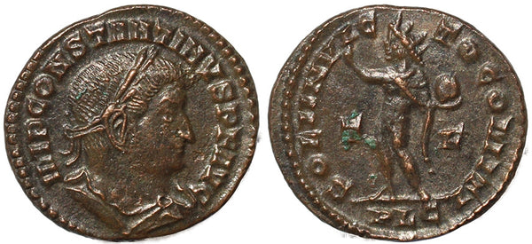 Roman coin of Constantine I - SOLI INVICTO COMITI - Lugdunum