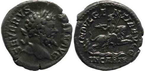 Septimius Severus 193-211 AD AR Denarius, Dea Caelestis riding lion