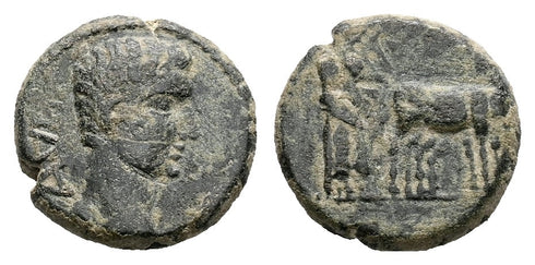Ancient Roman Provincial coin of Augustus 27 BC to 14 AD minted in Alexandria, Troas
