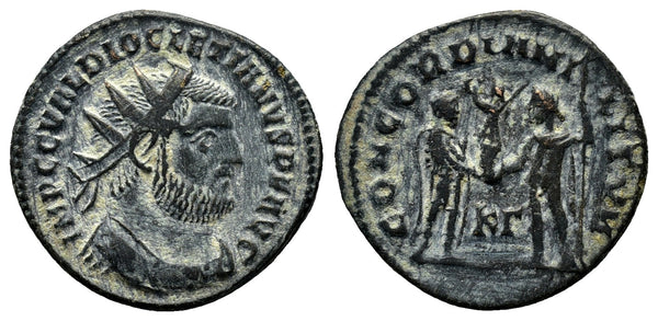 VF+ Ancient Roman coin of the Emperor Diocletian minted in Cyzicus - CONCORDIA MILITVM