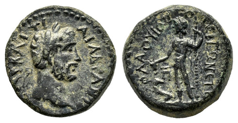 VF++ Ancient Roman Provincial coin of the Emperor Antoninus Pius with Dionysos minted in Flaviopolis-Flavias