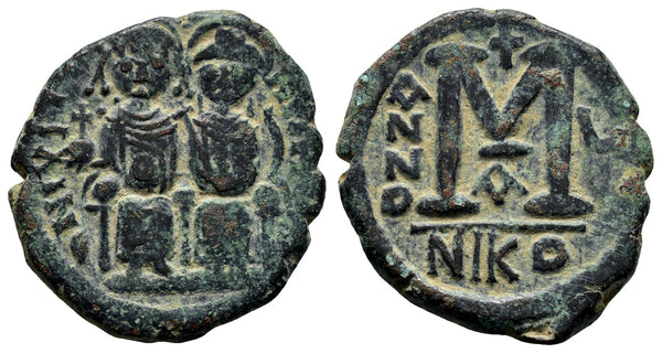 Ancient Byzantine coin of Justin II & Sophia AE follis - Minted in Nicomedia