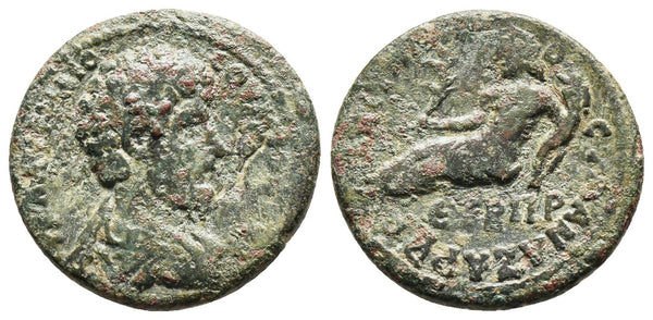 Ancient Roman Provincial coin of the Emperor Lucius Verus struck by Marcus Aurelius in Anazarbus, Cilicia
