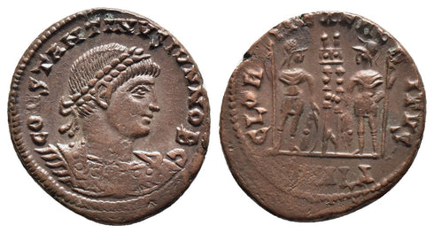 Ancient Roman coin of Constantine II minted in Alexandria, Egypt - GLORIA EXERCITVS
