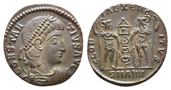 VF+++ Ancient Roman coin of the Emperor Constantius II as Augustus minted in Antioch