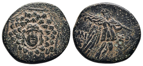 Ancient Greek coin from Pontos, Amisos circa 85-65 BC - Nike holding palm