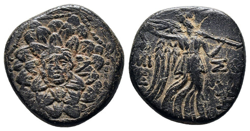 Ancient Greek coin from Pontos, Amisos circa 85-65 BC - Nike holding palm