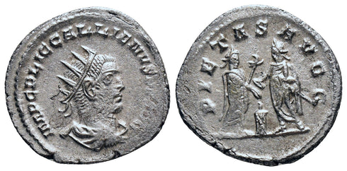 Ancient Roman silvered coin of the Emperor Gallienus as Augustus minted in Samosata