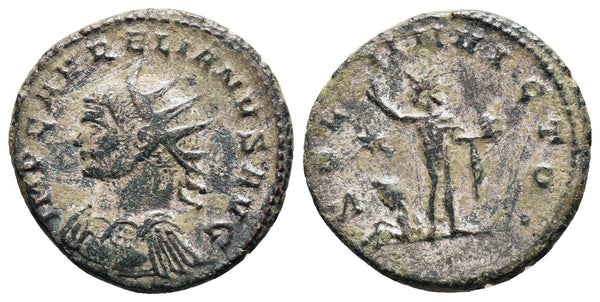 Ancient Roman silvered coin of the Emperor Aurelian as Augustus - SOLI INVICTO